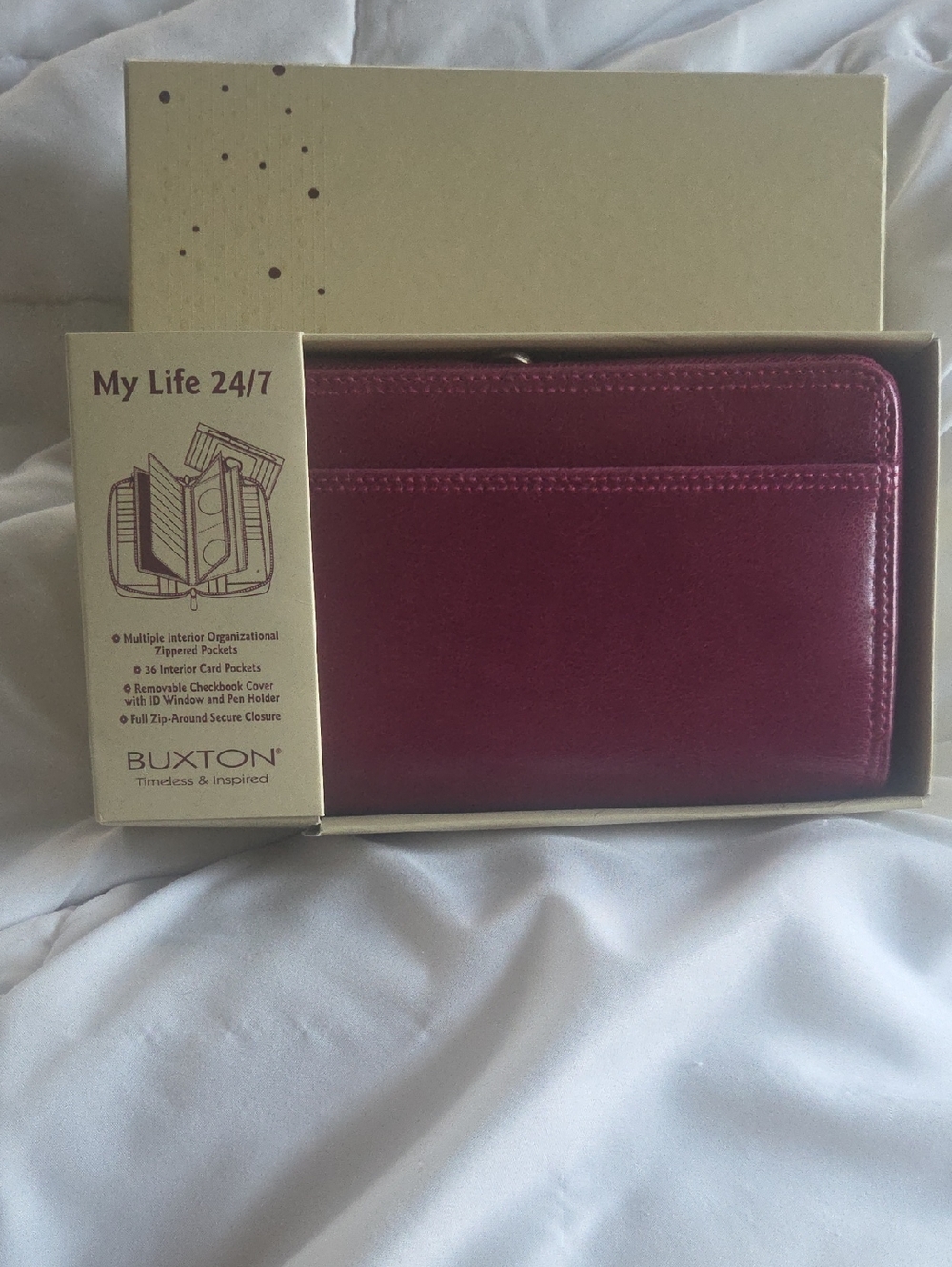 Buxton Burgundy Zip-Around Organizer Wallet
